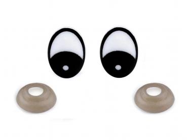Augen mit Sicherung 16x21 mm Weiß/Schwarz (2 Stück)